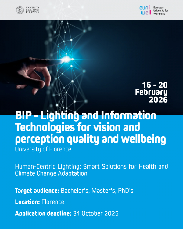 Invitation to join the BIP &quot;Lighting and Information Technologies for Vision and Perception Quality and Wellbeing&quot; - University of Florence (I FIRENZE01)
